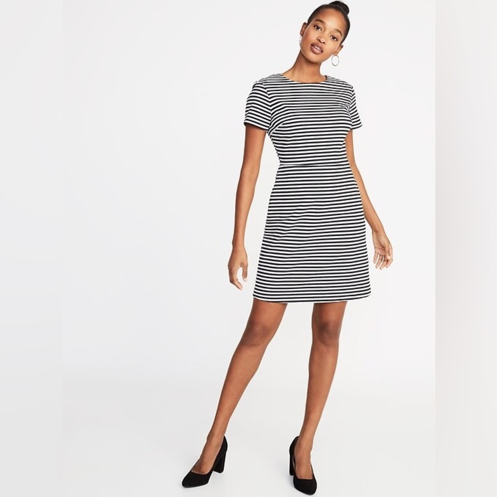 Old Navy Ponte Knit Sheath Dress Striped XS Petite
